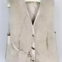 Jessica Bara Chelsy Leather And Fur Belted Vest