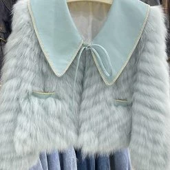 Reve Doll Essentials Jessica Bara Arlene Long Lapel Fur Bowtie Jacket