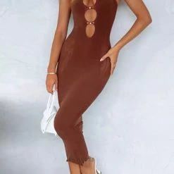 Jessica Bara Bethania Strapless Mesh Maxi Dress Influencer Style