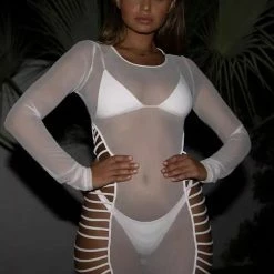 Jessica Bara Malika Mesh Lace Up Cover Up