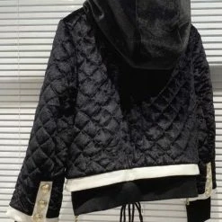 Jessica Bara Charlie Quilted Velvet Gold Button Jacket