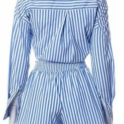 Summer Lovin' Jessica Bara Garcia Stripped Button Down And Short Two Piece Set