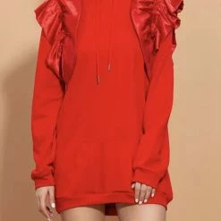 Jessica Bara Cecilia Ruffle Sleeve Sweatshirt Dress