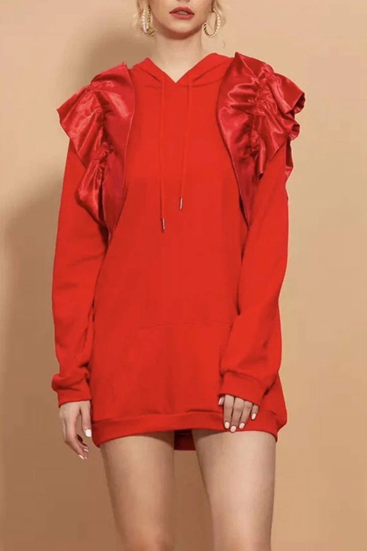 Jessica Bara Cecilia Ruffle Sleeve Sweatshirt Dress