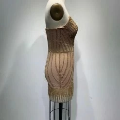 Jessica Bara Alpha Strapless Crystal Mesh Mini Dress Influencer Style