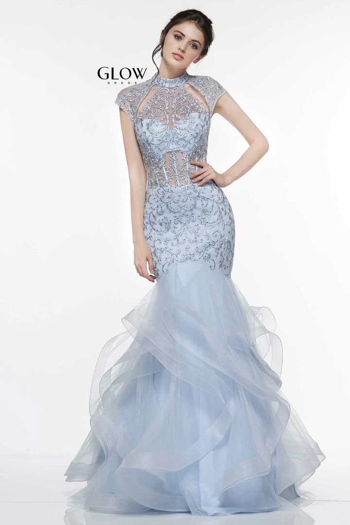 Colors Dress High Neck Ruffled Trumpet Gown The Event Shop