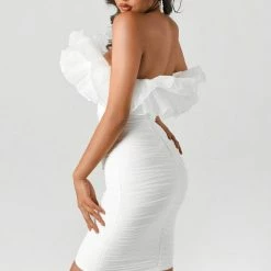 Jessica Bara Cornelia Strapless Ruched Ruffle Dress