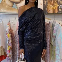 Influencer Style Jessica Bara Amanie Long Sleeve 3 Way Glitter Gown
