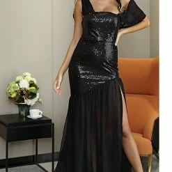 Jessica Bara Kaiya Sequin Chiffon Bodycon Gown