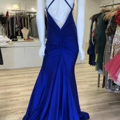Jessica Bara Brennah Backless Ruched Gown