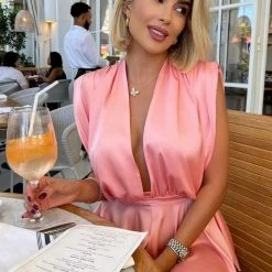 Influencer Style Jessica Bara Israel Deep V Flowy Romper