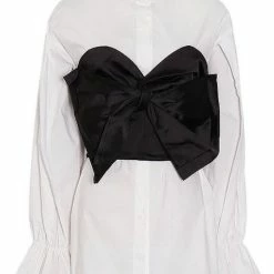 Jessica Bara Delia Long Sleeve Shirt With Bow Crop Top