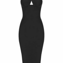 Reve Doll Essentials Jessica Bara Ayanna Halter Strap Bandage Midi Dress`