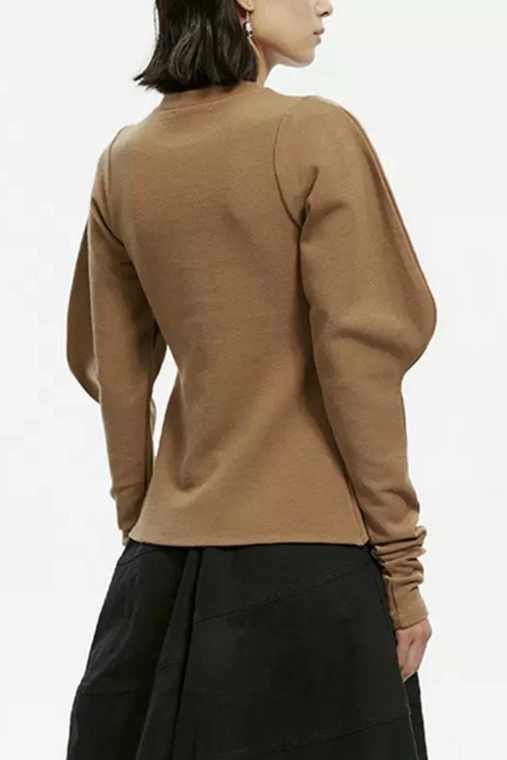 Jessica Bara Isaias Long Puff Sleeve Knit Top