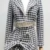 Jessica Bara Lara Houndstooth Cropped Blazer And Skirt Two Piece Set