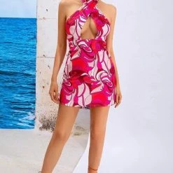 Summer Lovin' Jessica Bara Kerri Printed Halter Mini Dress