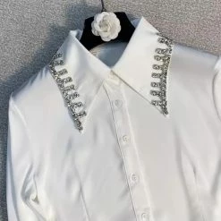 Reve Doll Essentials Jessica Bara Tedi Diamond Collar Button Down Shirt