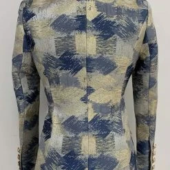 Reve Doll Essentials Jessica Bara Donatella Color Block Jacquard Blazer