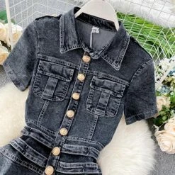 Summer Lovin' Jessica Bara Kingston Short Sleeve Denim Romper