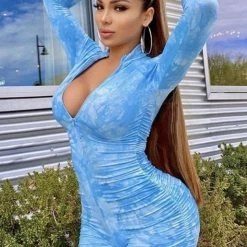 Jessica Bara Camari Long Sleeve Tie Dye Romper