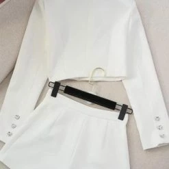 Reve Doll Essentials Jessica Bara Lilyana Heart Button Crop Blazer And Skort Two Piece Set