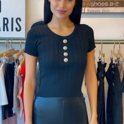 Jessica Bara Larisa Button Short Sleeve Top Reve Doll Essentials