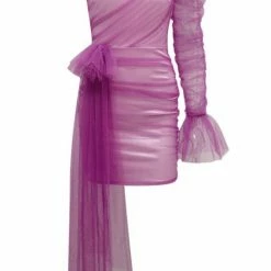 Jessica Bara Winny One Shoulder Tulle Mini Dress Birthday Suit