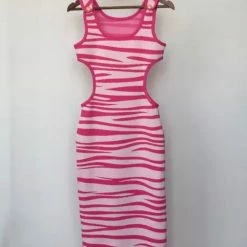 Jessica Bara Lianna Zebra Cut Out Maxi Dress Influencer Style