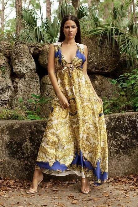 Cioccolato Anna Blue Queen Maxi Dress