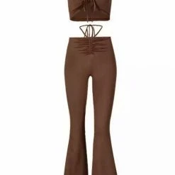 Jessica Bara Bridget Halter Top And Flare Pant Two Piece Set