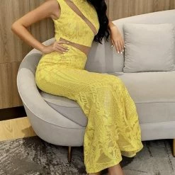 The Event Shop Jessica Bara Wyatt High Neck Sequin Bodycon Gown