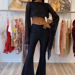 Influencer Style Jessica Bara Sabrina Glitter Open Back Two Piece Set