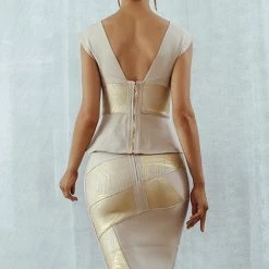Best Sellers Jessica Bara Amina Peplum Metallic Detail Midi Dress