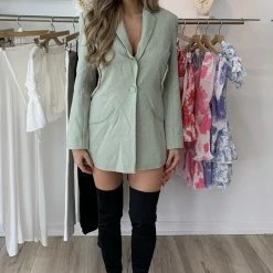 Jessica Bara Hensely Crystal Open Back Blazer Birthday Suit