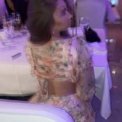 Jessica Bara Dawn Long Sleeve Print Mini Dress