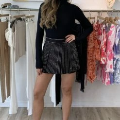 Jessica Bara Lennyx Rhinestone Pleated Shorts