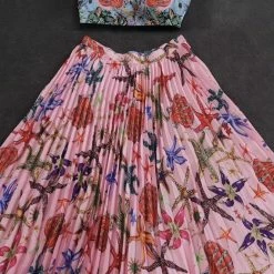 Jessica Bara Preston Starfish Crop Top And Pleated Maxi Skirt Two Piece Set Summer Lovin'