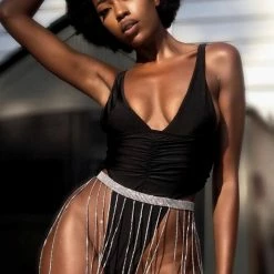 Birthday Suit Jessica Bara Imani Metallic Crystal Fringe Skirt Chain