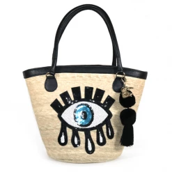 Jessica Bara Sally Handmade Sequin Eye Bucket Palm Bag