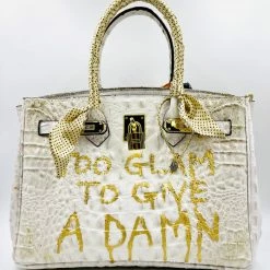 Summer Lovin' Anca Barbu Handpainted Too Glam Croc Handbag