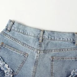 Reve Doll Essentials Jessica Bara Callipoe High Waisted Ruffle Denim Shorts