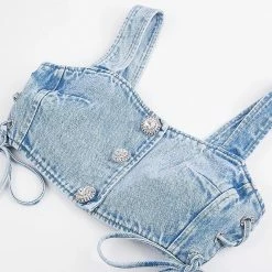 Summer Lovin' Jessica Bara Kieran Denim Cropped Tank Top