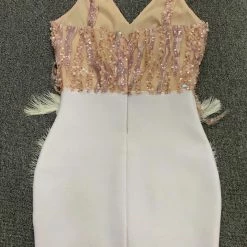 Jessica Bara Madison Rhinestone Feather Mini Dress The Event Shop