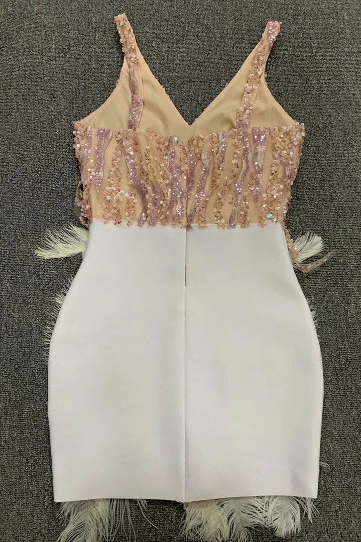 Jessica Bara Madison Rhinestone Feather Mini Dress The Event Shop