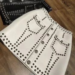 Influencer Style Jessica Bara Marissa Leather Studded Mini Skirt