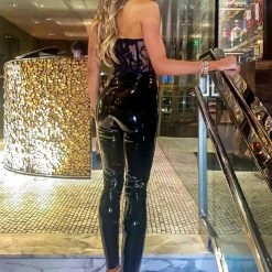 Influencer Style Commando Faux Patent Leather Leggings With Perfect Control