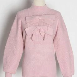 Jessica Bara Kennedy Bowknot Long Sleeve Sweater