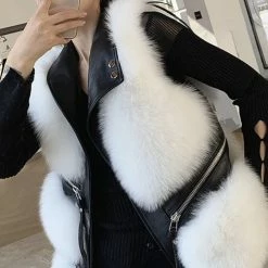 Reve Doll Essentials Jessica Bara Toby Leather & Fur Zipper Vest