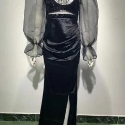 Jessica Bara Claudette Crystal Sequin Puff Shoulder Gown The Event Shop