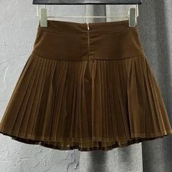 Reve Doll Essentials Jessica Bara Reena Suede Pleated Crystal Mini Skirt